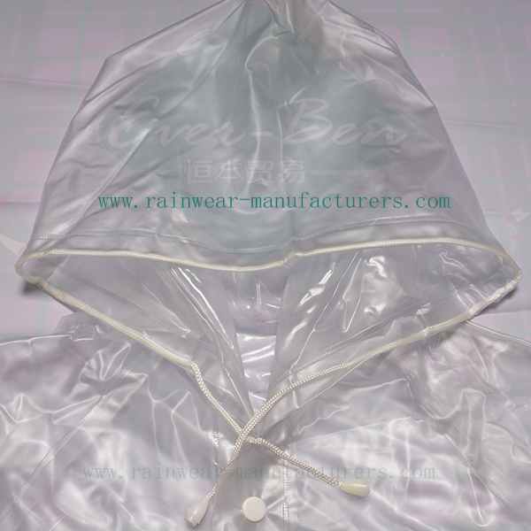 Reusable PVC clear rain mac drawing string hood